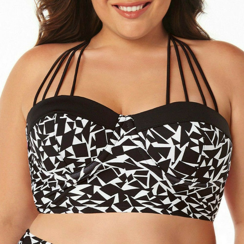 100 Degrees Women's Plus-Size Swimsuit Top Convertible Strap Bralette 3X